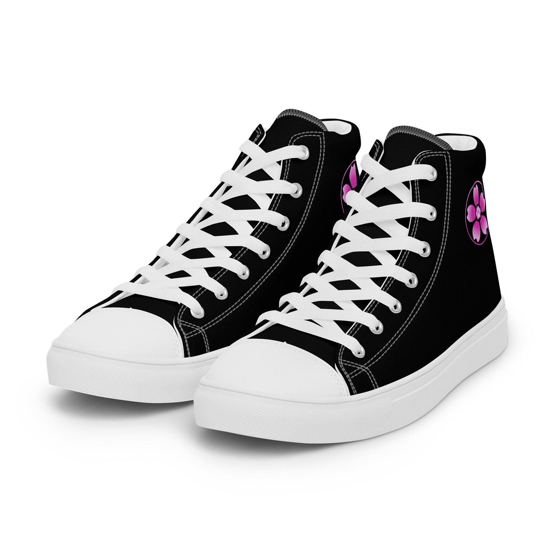 Moo Cherry Pawsom Logo Women's High-Canvas Shoes (Black) product image (6)