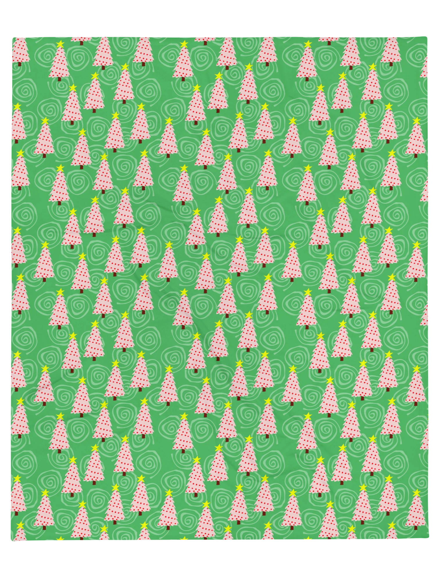Pink Christmas Tree on Green with Swirls Soft Throw Blanket product image (5)