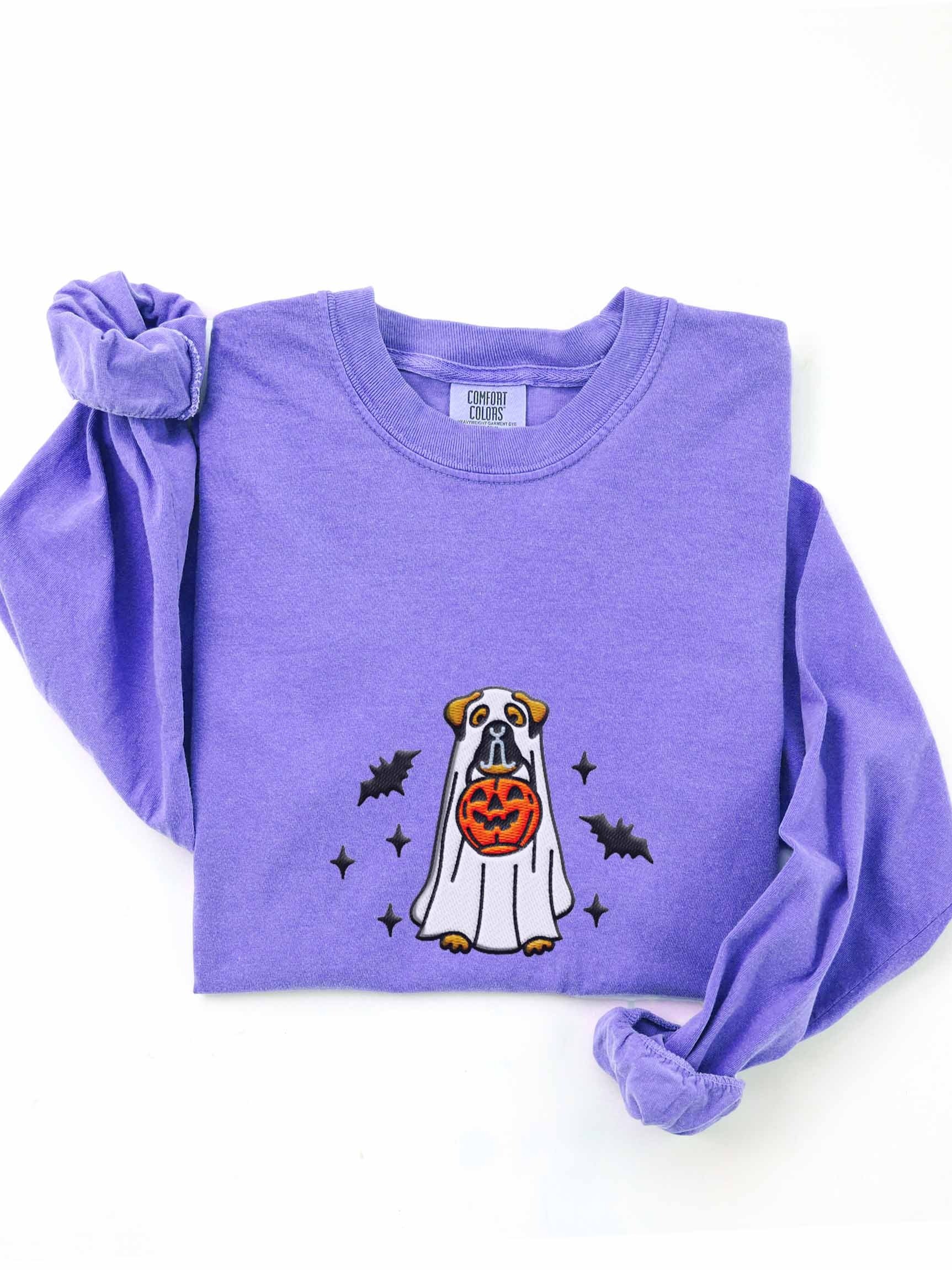 Halloween Bullmastiff(Tan, Black Mask) Embroidered Long-sleeved T-Shirt product image (1)