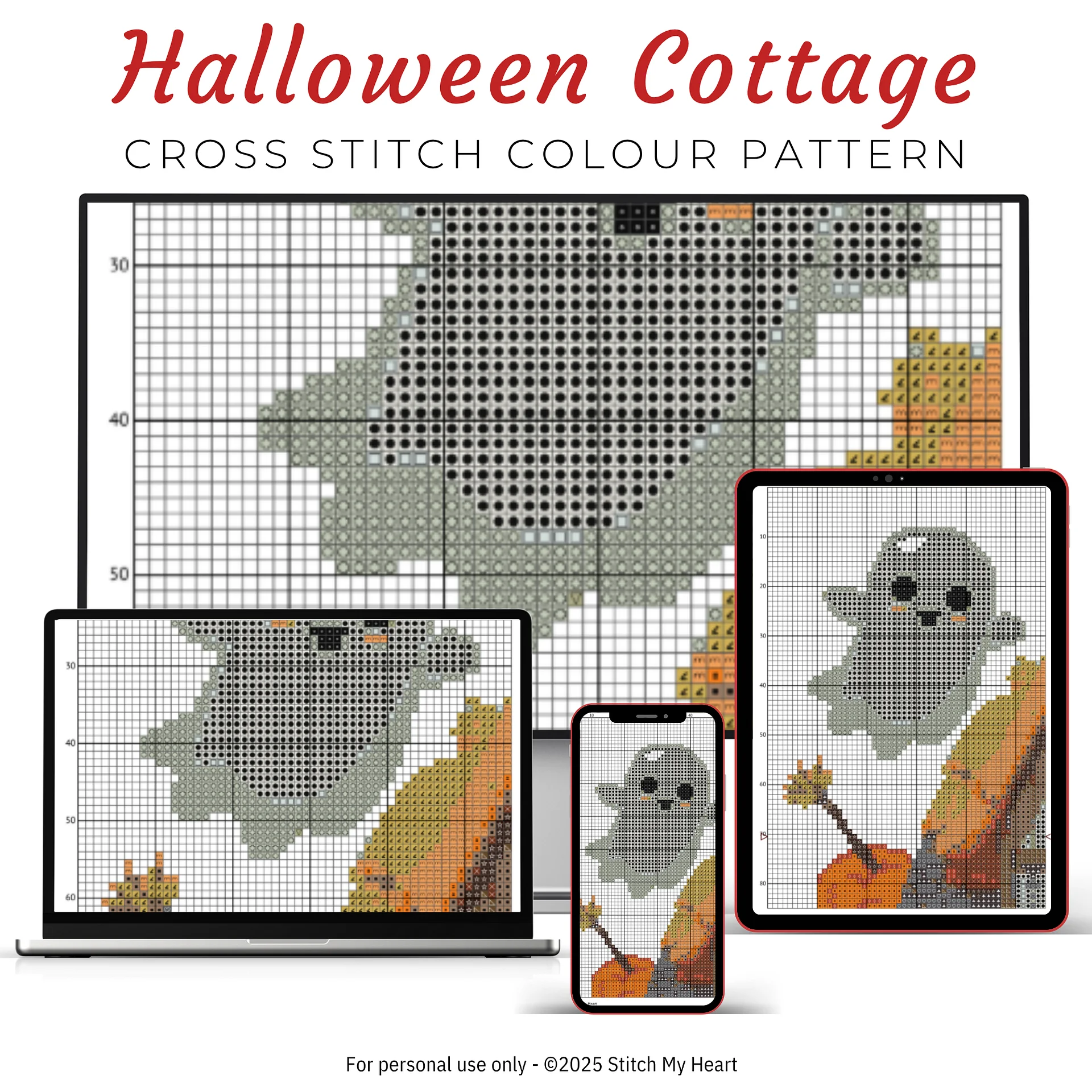Halloween Cottage Cross Stitch Pattern product image (3)