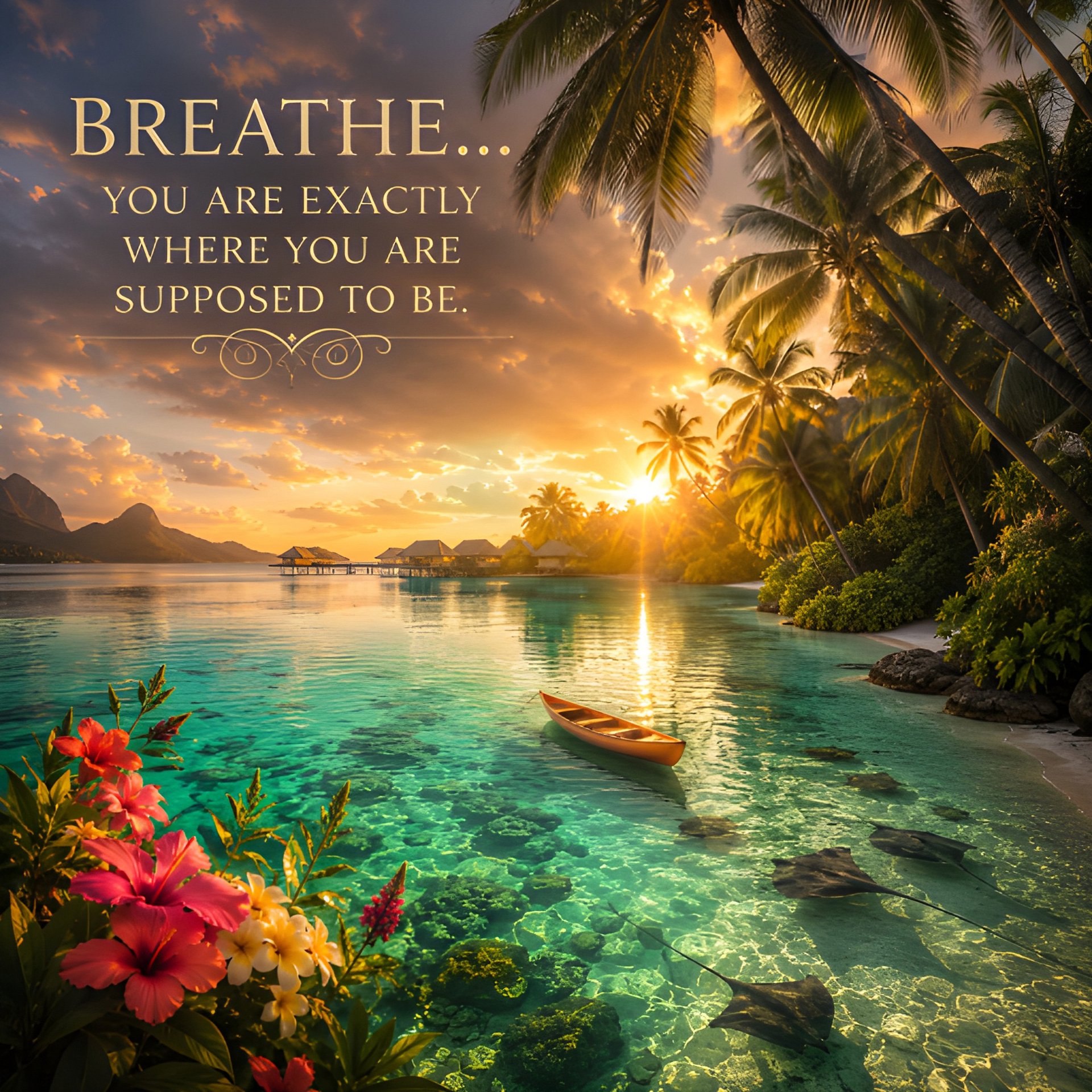 Breathe You Are Exactly Where You Are Supposed To Be Tropical Quote Digital Download product image (2)
