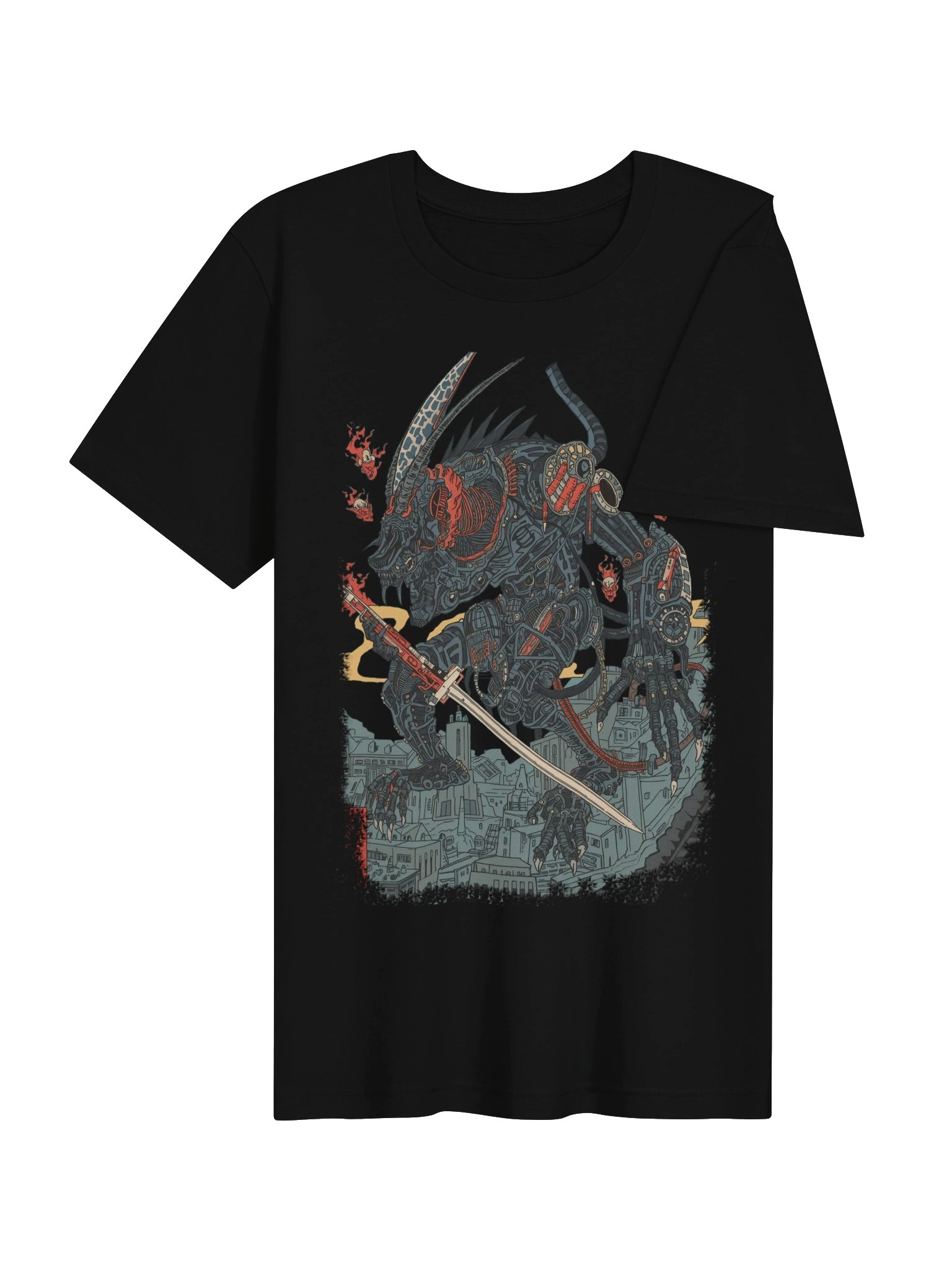 Mecha Demon Over City Lightweight T-Shirt product image (7)