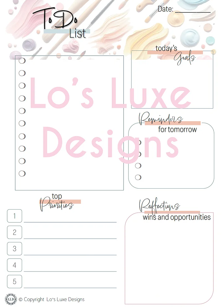 Artistic Paint To Do List Bundle - 8.5x11 - Printable product image (1)