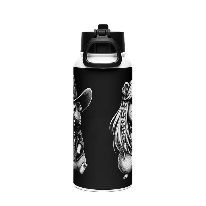 Edelstahl-Wasserflasche mit Strohhalmdeckel - HellbergOutlaws product image (2)