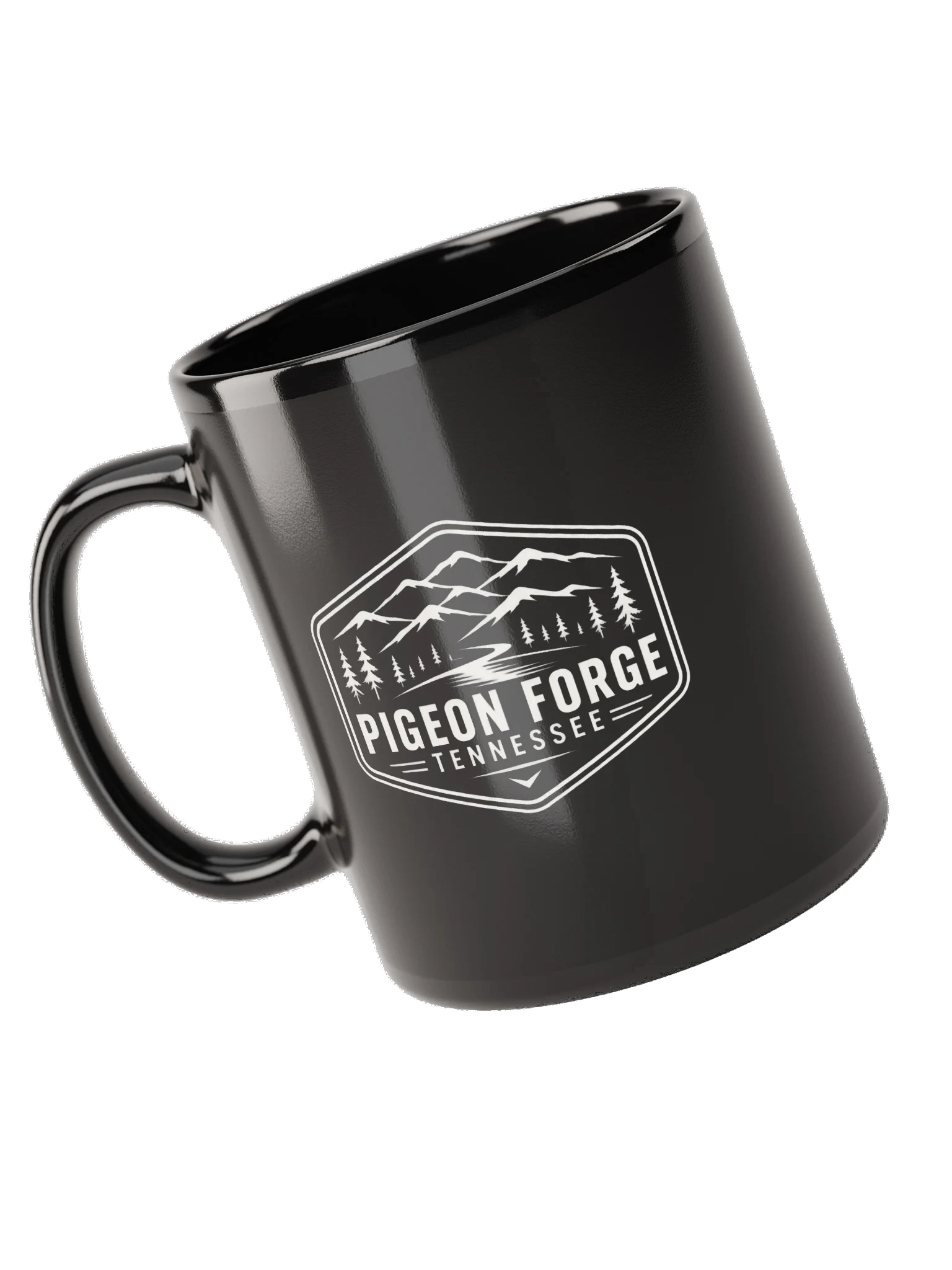 Distressed Hex Badge Black Glossy Mug product image (9)