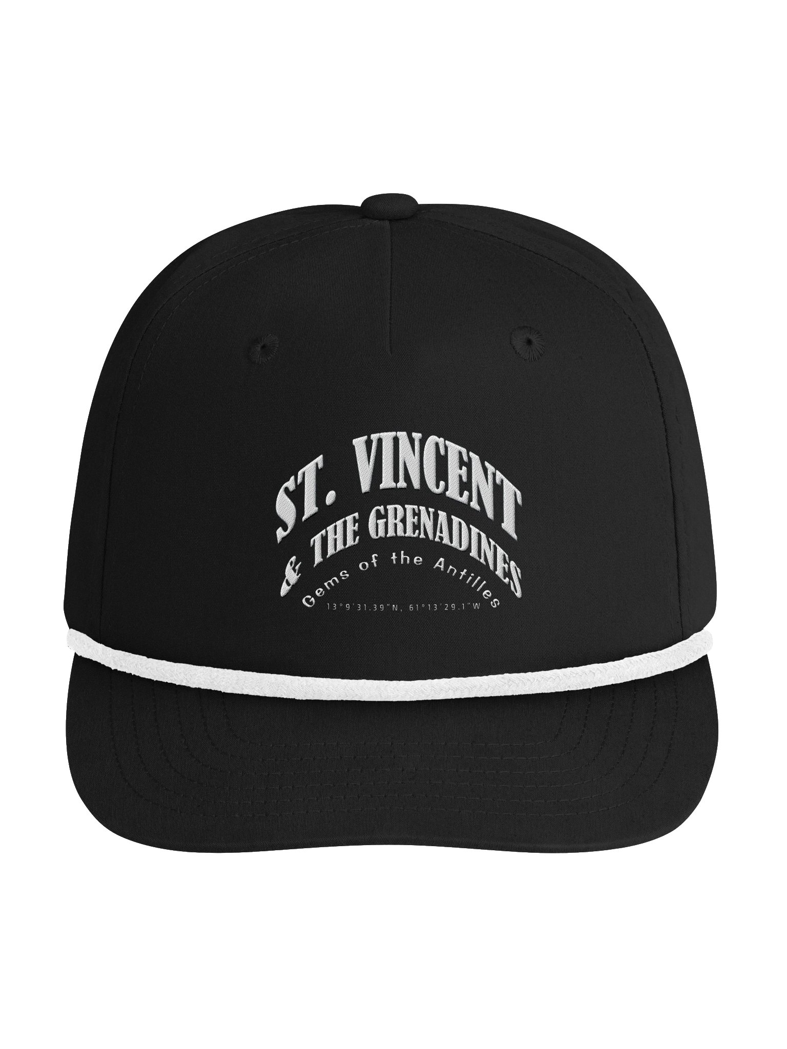 Caribbean Apples - St. Vincent and the Grenadines | Embroidered | Golf Rope Cap | Blacl & White and/or Turquoise & White product image (1)