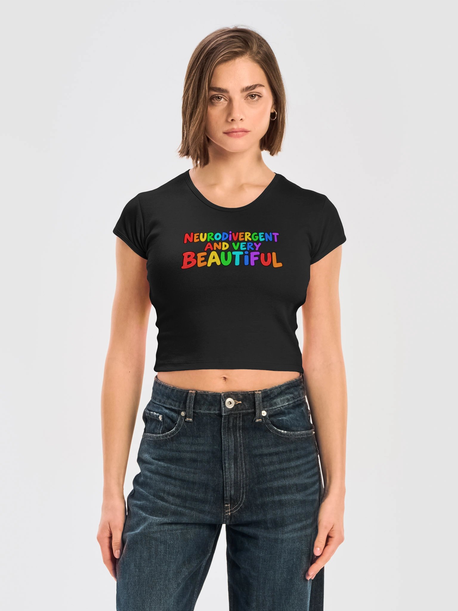 'Neurodivergent and very beautiful' crop Tee product image (3)
