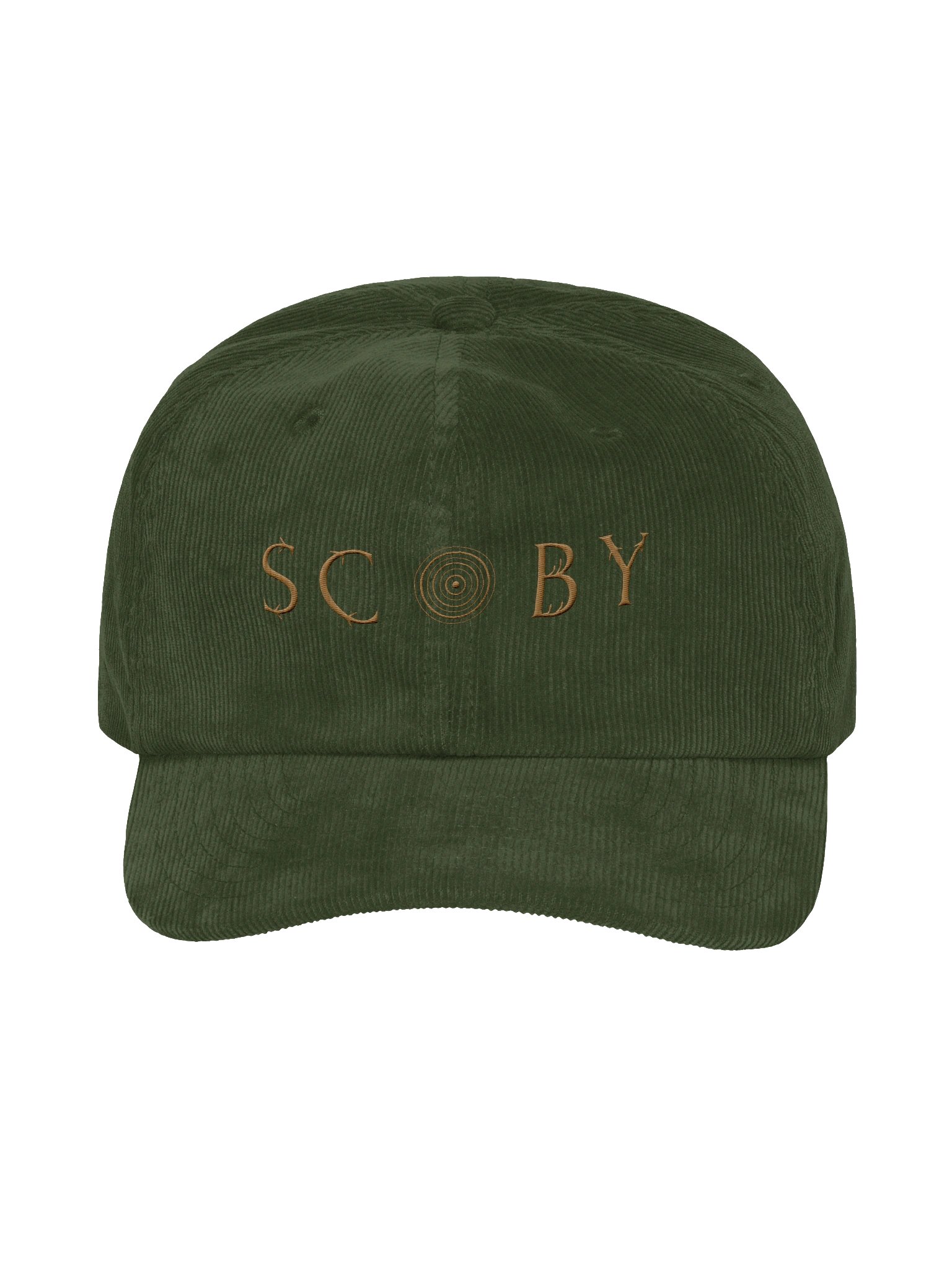 Embroidered Scoby Corduroy Hat in Dark Olive product image (1)