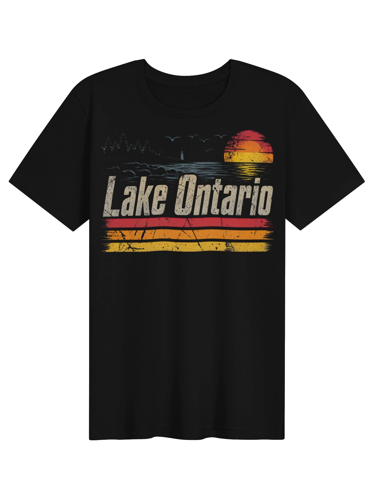 Retro Sunset Great Lakes Lake Ontario Supersoft T-shirt product image (2)