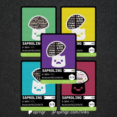 Putting the fungi in non-fungible token.

The main patron token for July will be a limited set of hand-numbered Saproling tok...