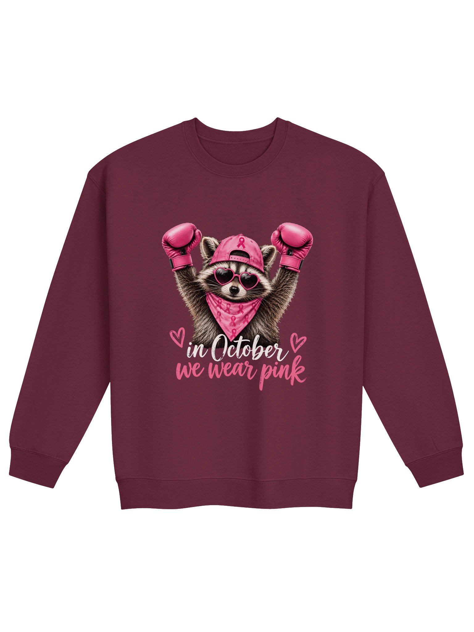 "In October We Wear Pink" Fighter Raccoon Sweatshirt product image (2)