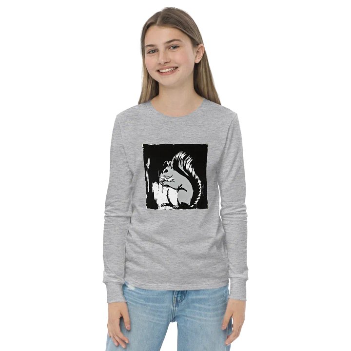 Whimsical Squirrel Sketch Youth Long Sleeve Tee product image (2)