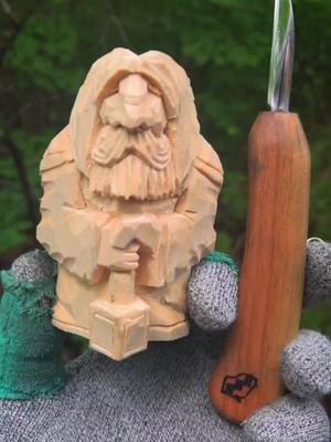 Hand Carved Dwarven Hammer welder! 4inch tall, 2inch by 2inch block of basswood. carved via Knives and gouges by hand. No power tools #fantasyartist #fantasyart #woodcarving #whittling #sculpture 