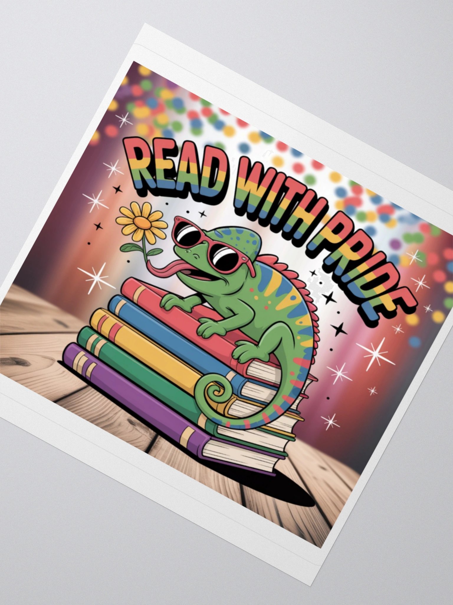 LGBTQ+ Pride Sticker - Read With Pride Chameleon Design product image (4)