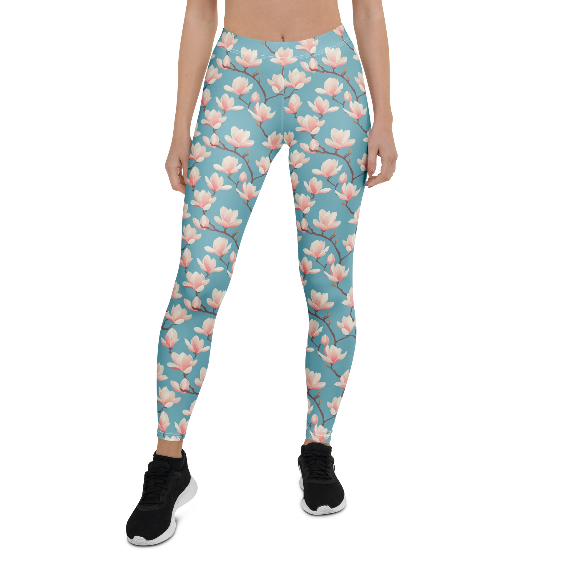 Elegant Magnolia Floral Leggings for Casual Outfits product image (1)