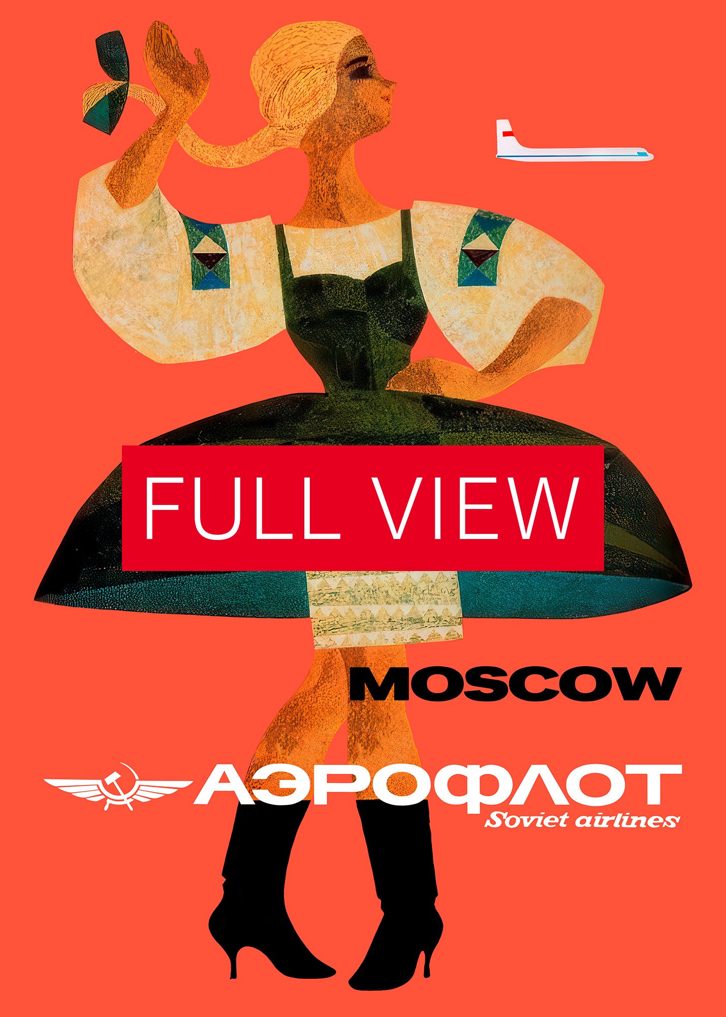 Soviet Aeroflot, USSR airlines 1970s: Moscow — Soviet retro travel poster product image (3)