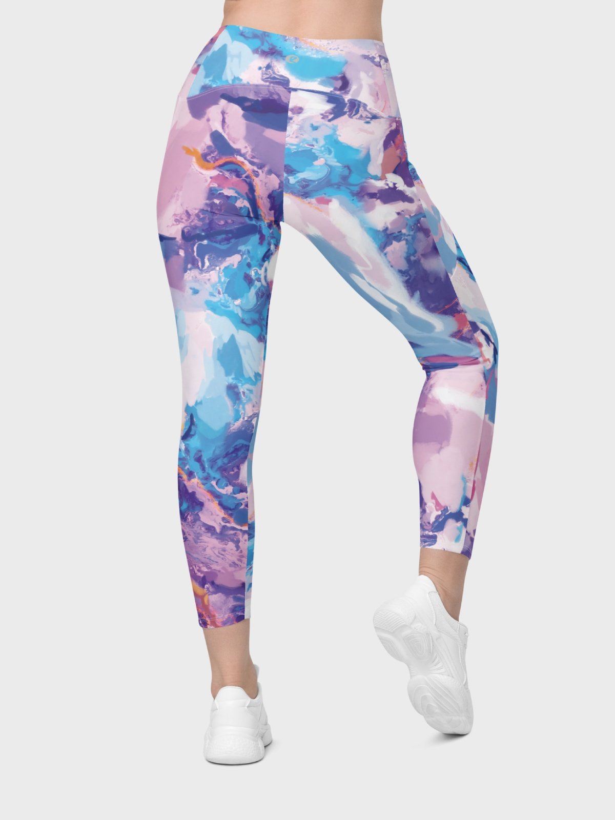 Leggings with Pockets "Marble Effect Pastel Blue Purple Dreamy Waves" product image (6)