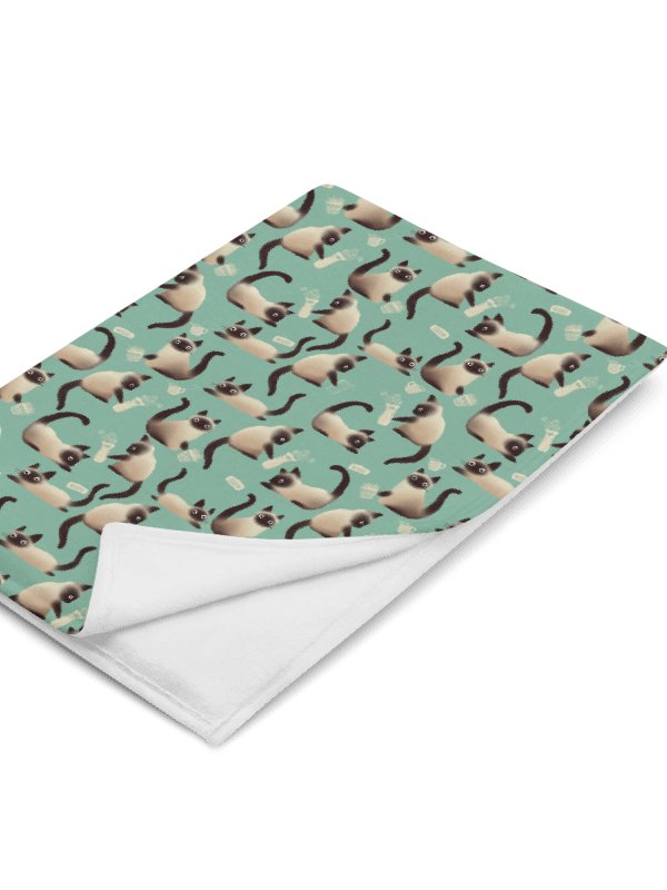 Bad Siamese Cats Knocking Stuff Over Throw Blanket, Mint product image (13)