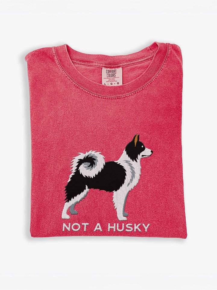 Not a Husky T-Shirt(Embroidered) of a Yakutian Laika(Black & White) product image (1)