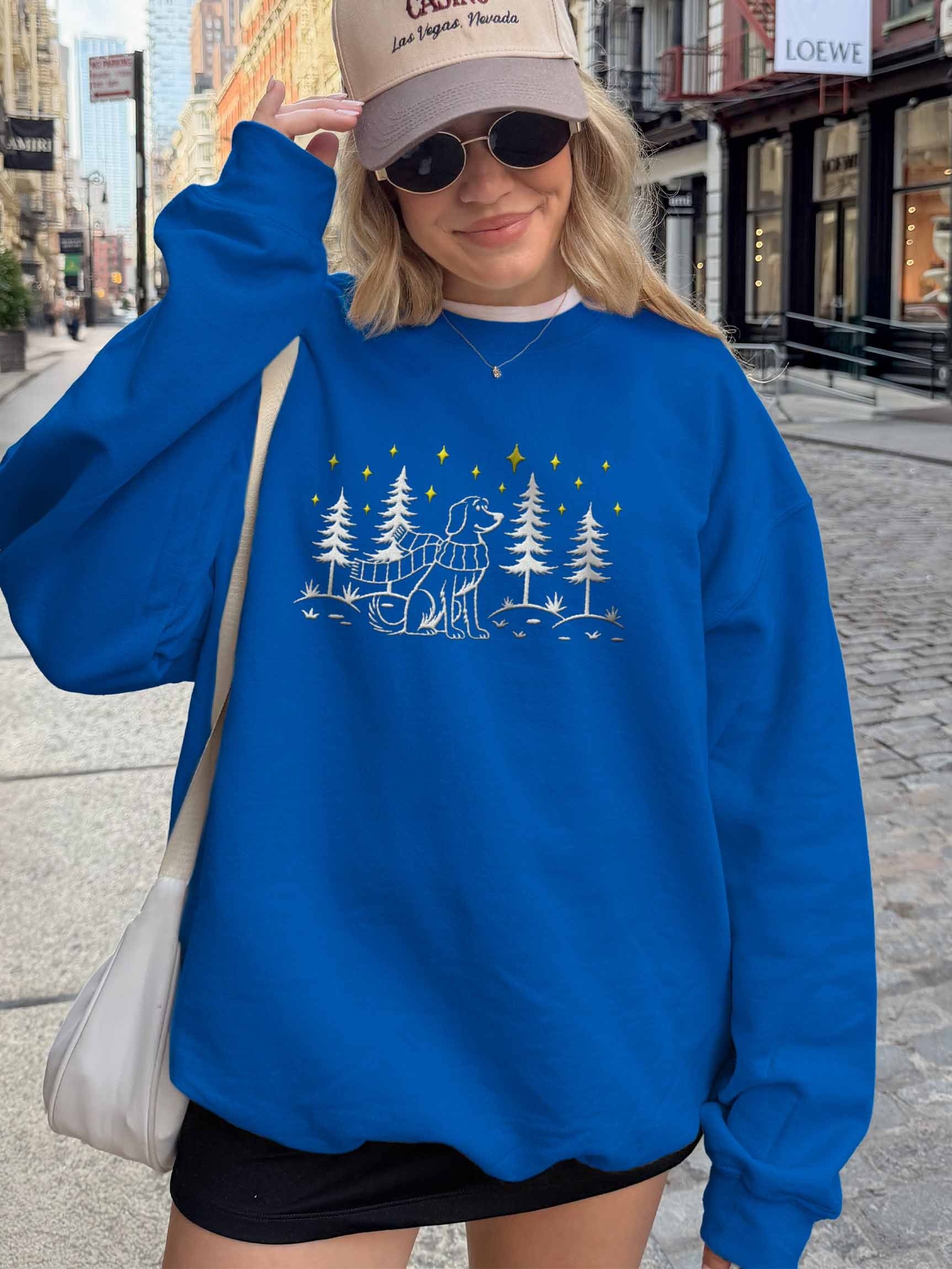 Labrador Retriever Winter/Christmas Line Art Design Embroidered Sweatshirt product image (2)
