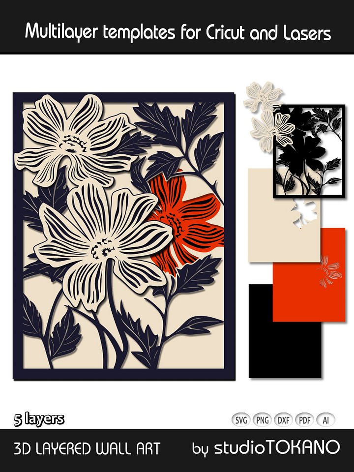 Katagami Flower Shadow box SVG product image (2)