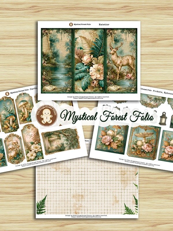 100 MYSTICAL FOREST images + FREE gift: Enchanted Trifold Folio, Premium Designer Postcards Bundle product image (2)