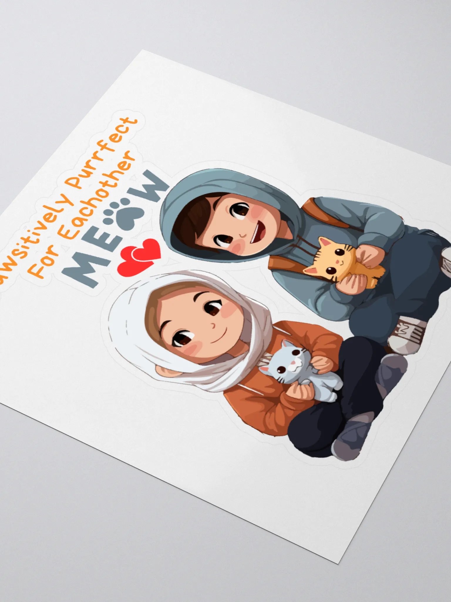 Meow Love Kiss Cut Sticker product image (3)