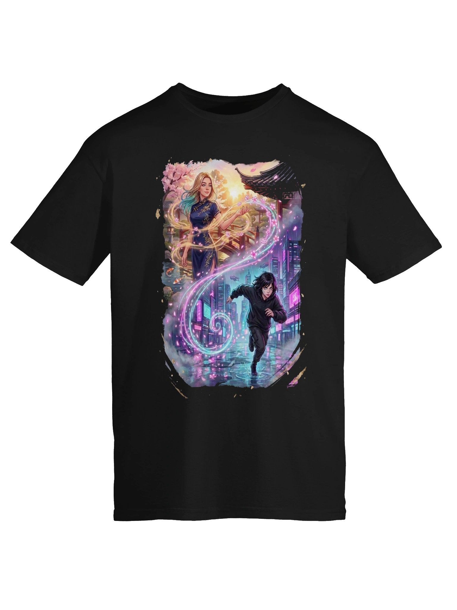 Golden Hour, Neon Rain - Anime Edition: Unisex T-Shirt product image (29)