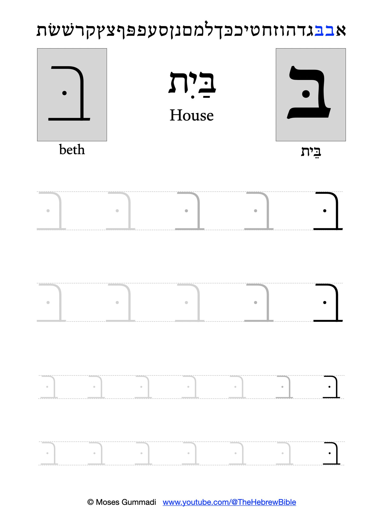 Hebrew Alphabet Writing Practice (Printable Sheets) product image (2)