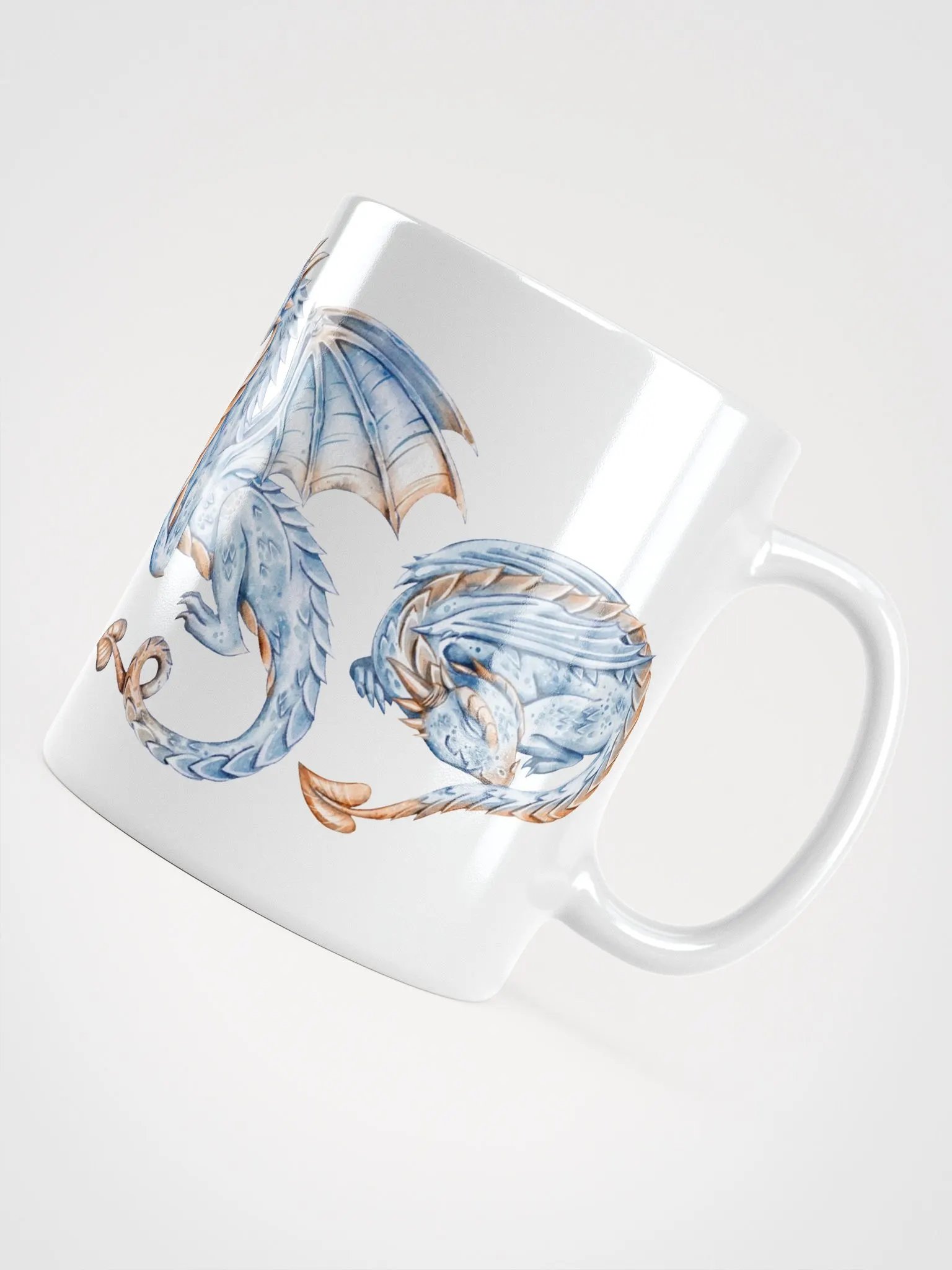 Blue Dragon Dreams Panoramic White Glossy Mug product image (4)