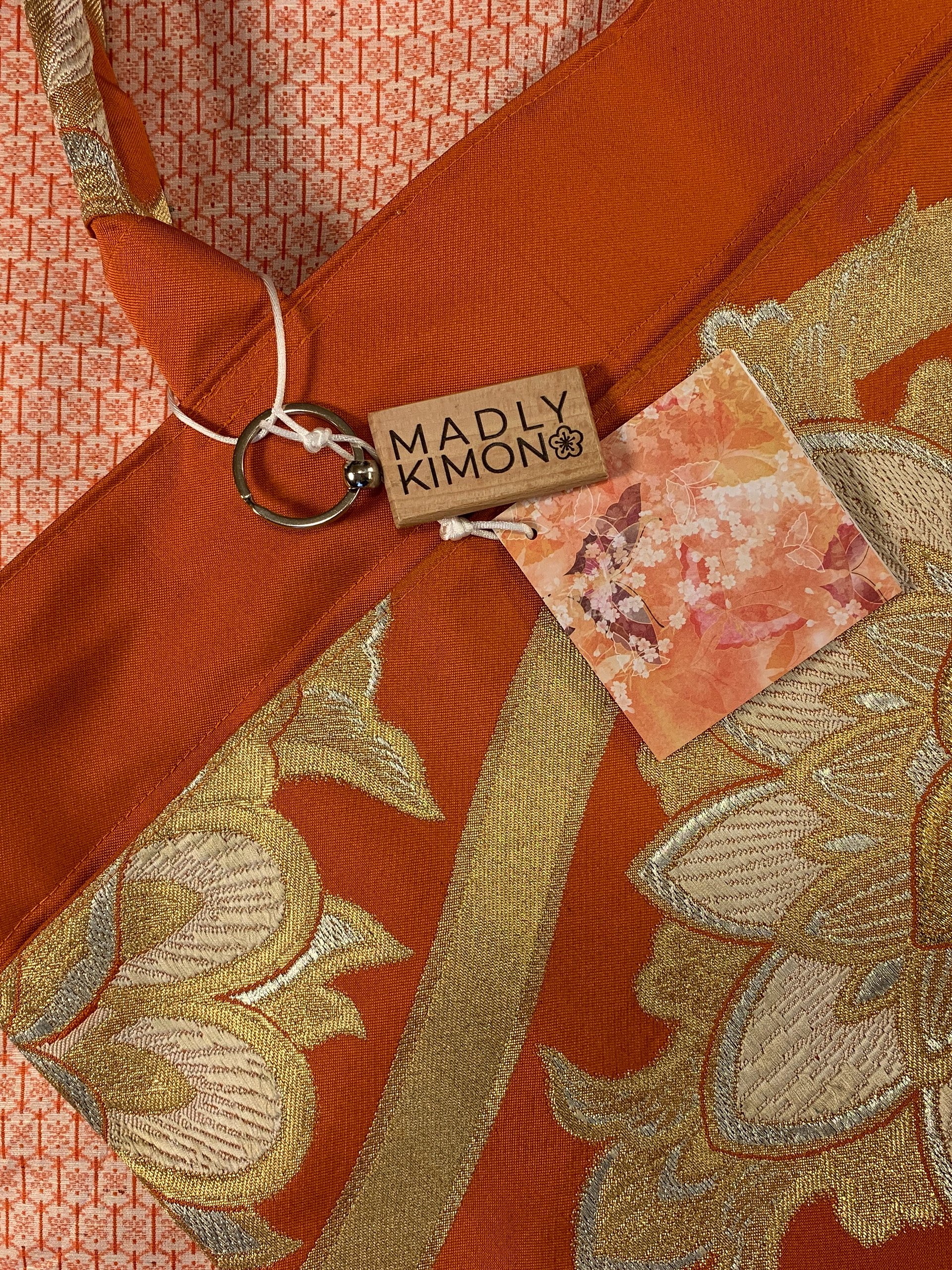 Upcycled Japanese Orange Silk Obi Tote Bag ~ Handmade with Vintage Japanese Kimono Textiles product image (11)