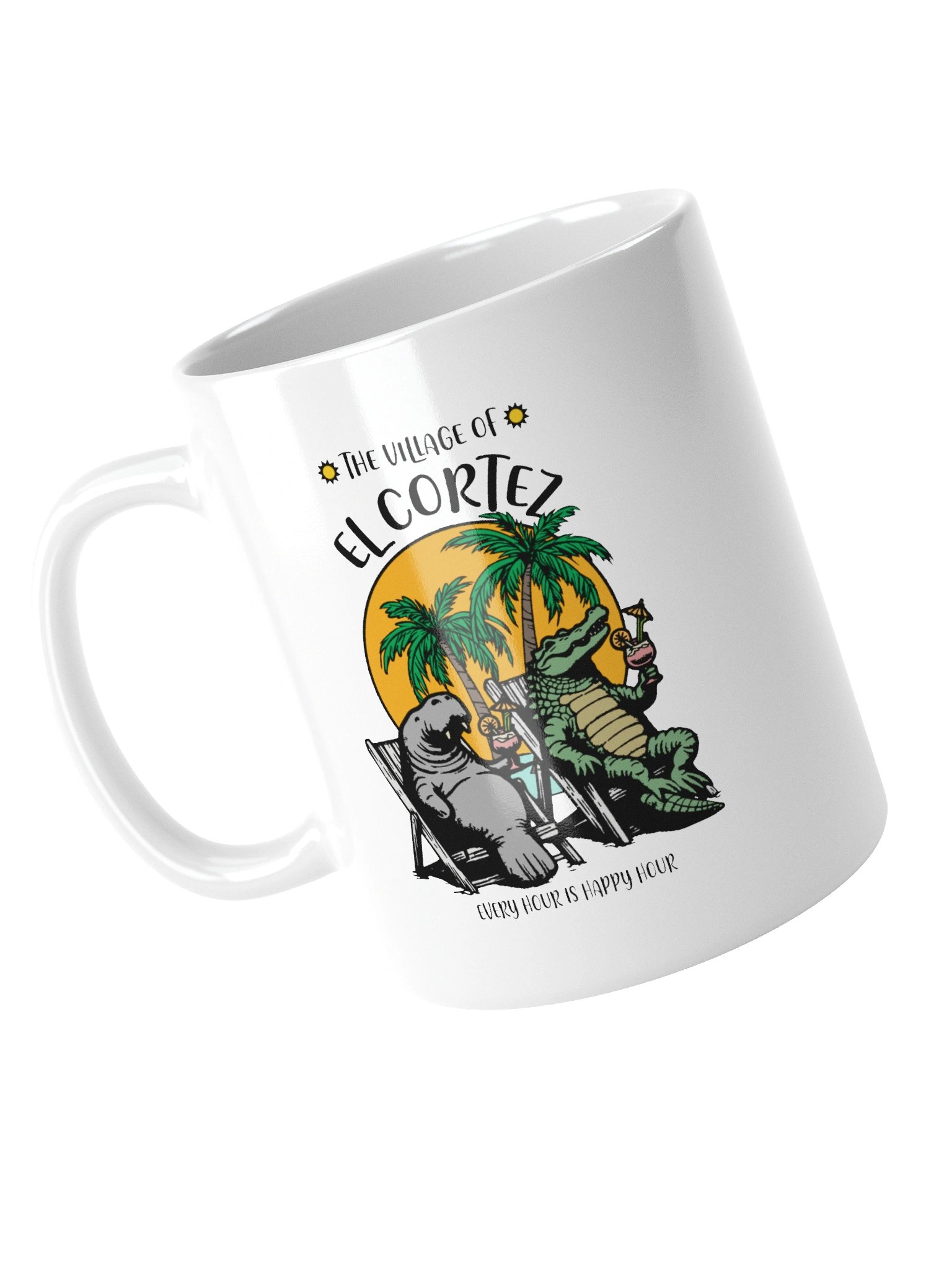 The Village of El Cortez TV Florida USA Fun Manatee Alligator Design Coffee Mug product image (11)