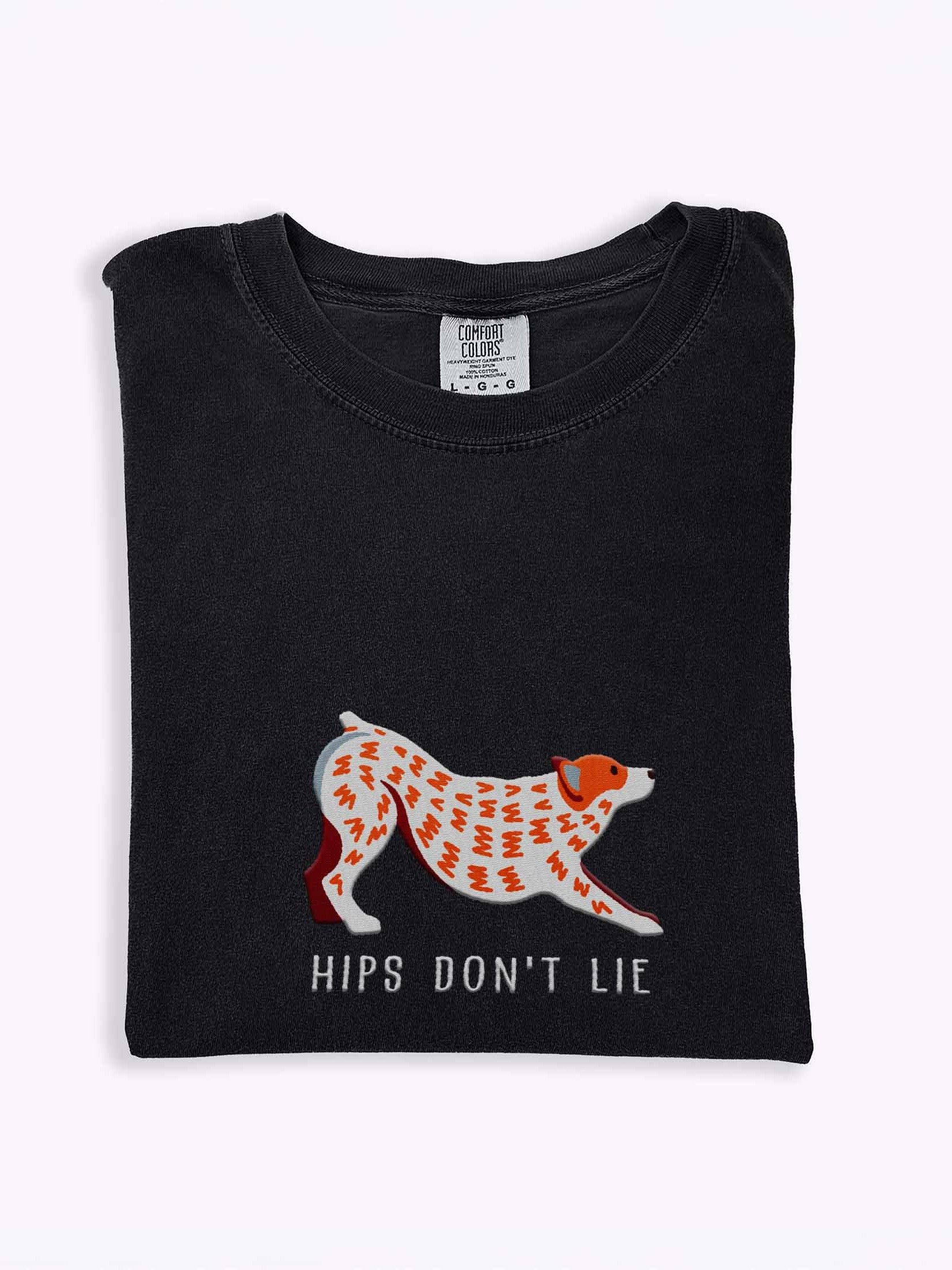 Hips Don't Lie T-Shirt(Embroidered) of an Australian Cattle Dog(Red Heeler) product image (1)