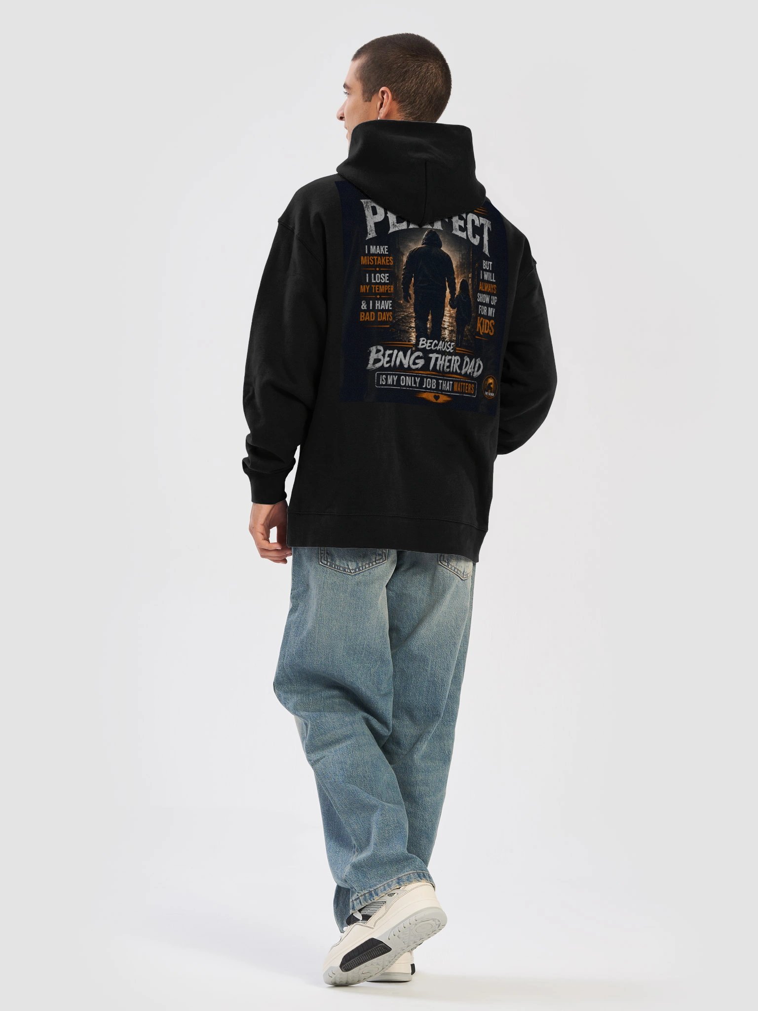 I'm Not Perfect But I'll Always Show Up for My Kids – Premium Heavyweight Hoodie | The Father No One Cares product image (1)
