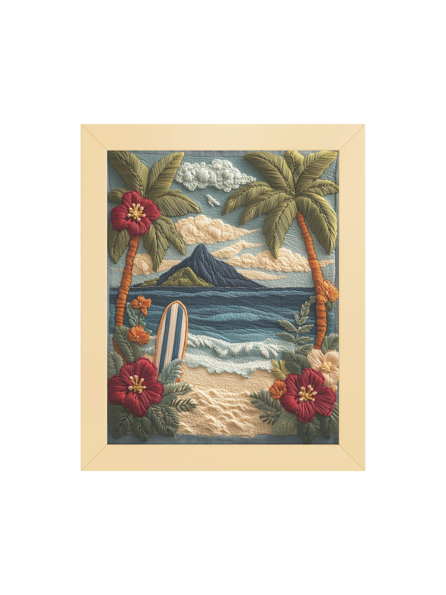 A Little Piece of Hawaii | Embroidery-Style Wall Art — Framed Print product image (4)