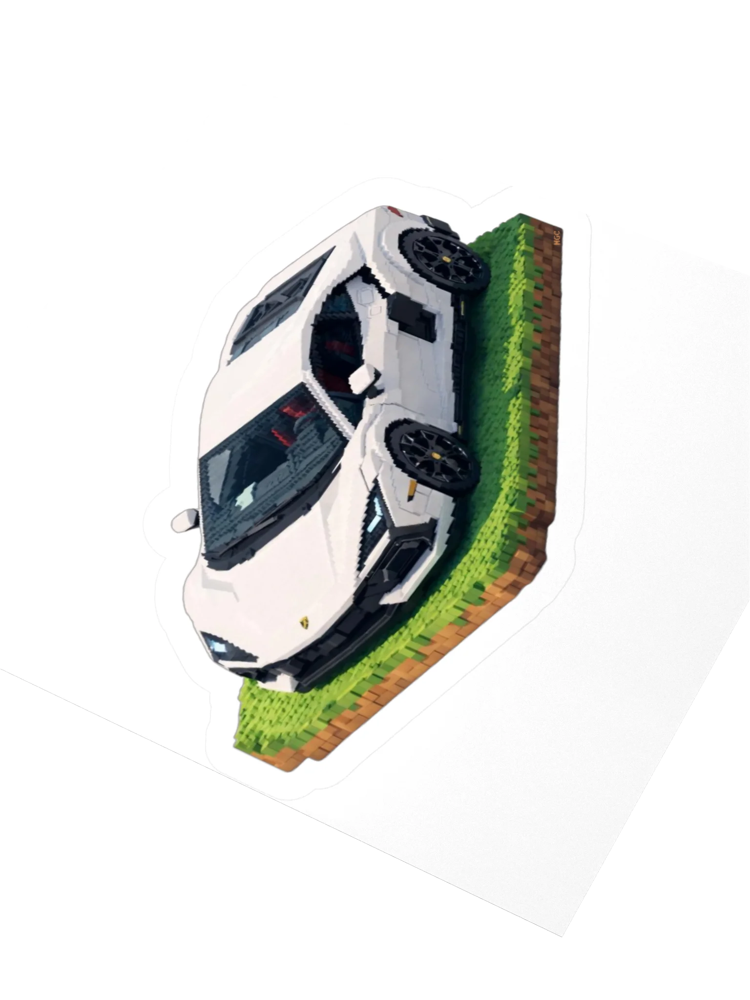 White Lamborghini Revuelto Voxel Art Sticker (Pixel, Retro, Minecraft) product image (3)