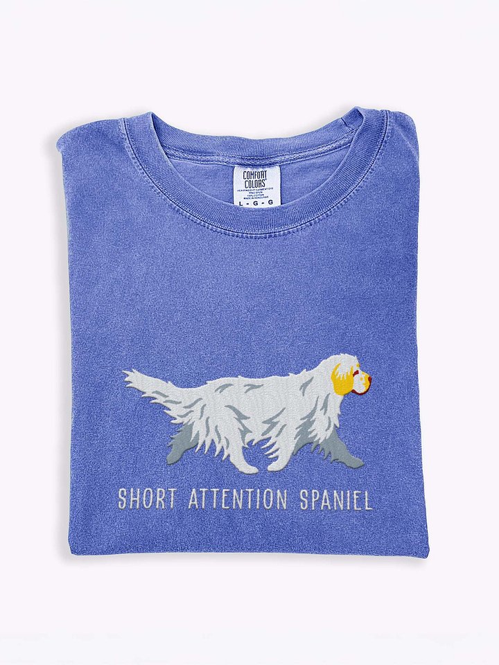 Short Attention Spaniel T-Shirt(Embroidered) of a Clumber Spaniel(Lemon & White) product image (1)