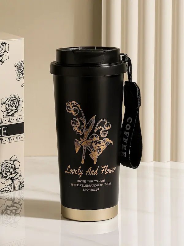 Luxury Lily of the Valley Thermal Mug - Stainless Steel Travel Cup Gift Set product image (1)