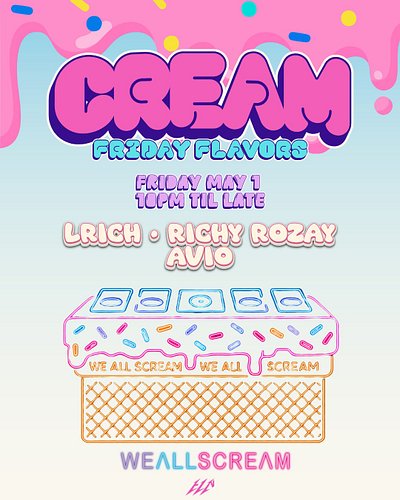 FIRST FRIDAY OF THE MONTH, WE ARE BACK!
-
DID YOU MISS US? 🤭
-
MEET US ON THE CONE FOR ANOTHER EPISODE OF CREAM… 🍦
-
TICKETLI...