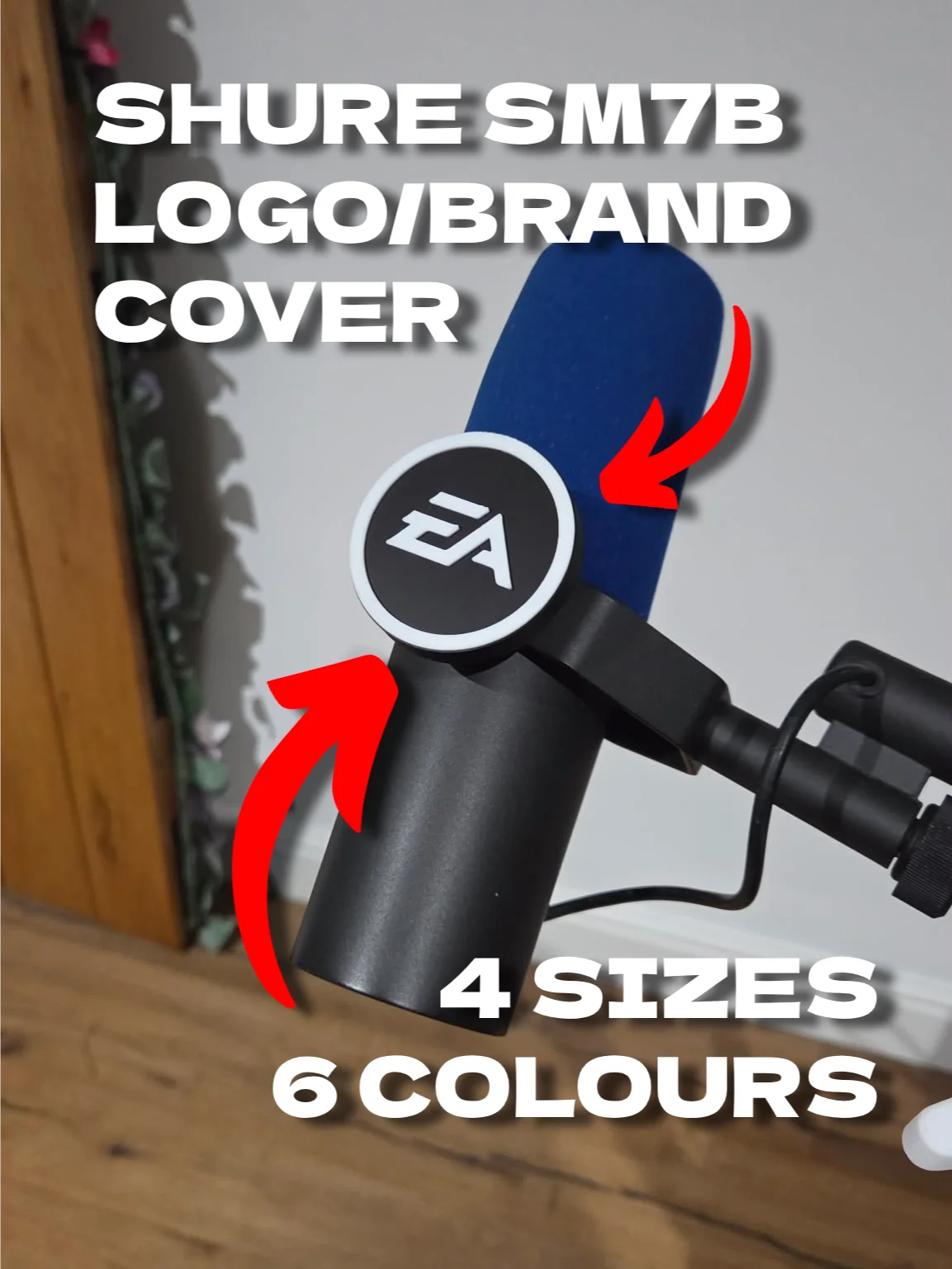 Shure SM7B Mic Flag - Custom Logo Badge Mount product image (2)