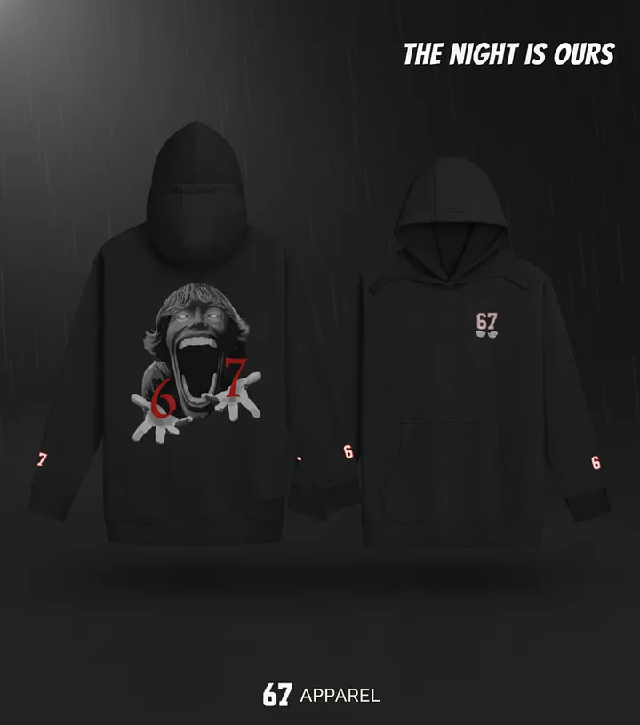 67 Meme Hoodie – "The Night Is Ours" Viral Brainrot Pullover (Steal a Brainrot Style) - Funny Six Seven Meme Viral product image (1)
