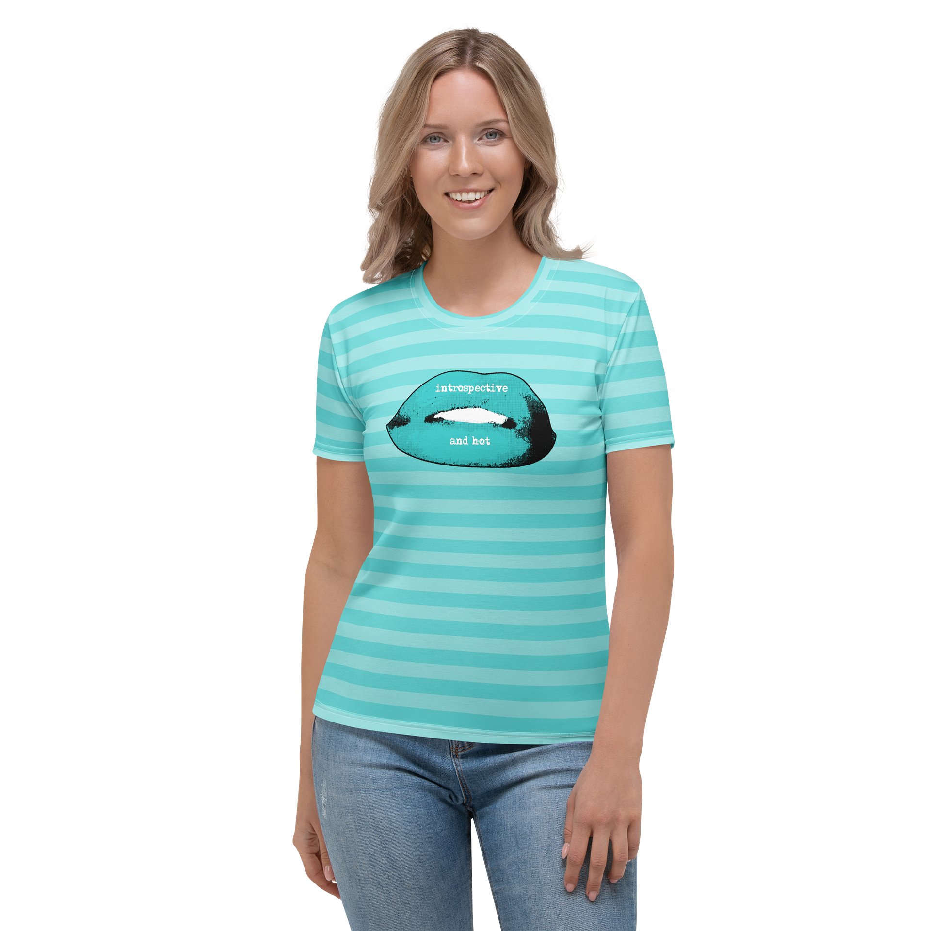 Turquoise Stripped Lips Designer Tee product image (1)