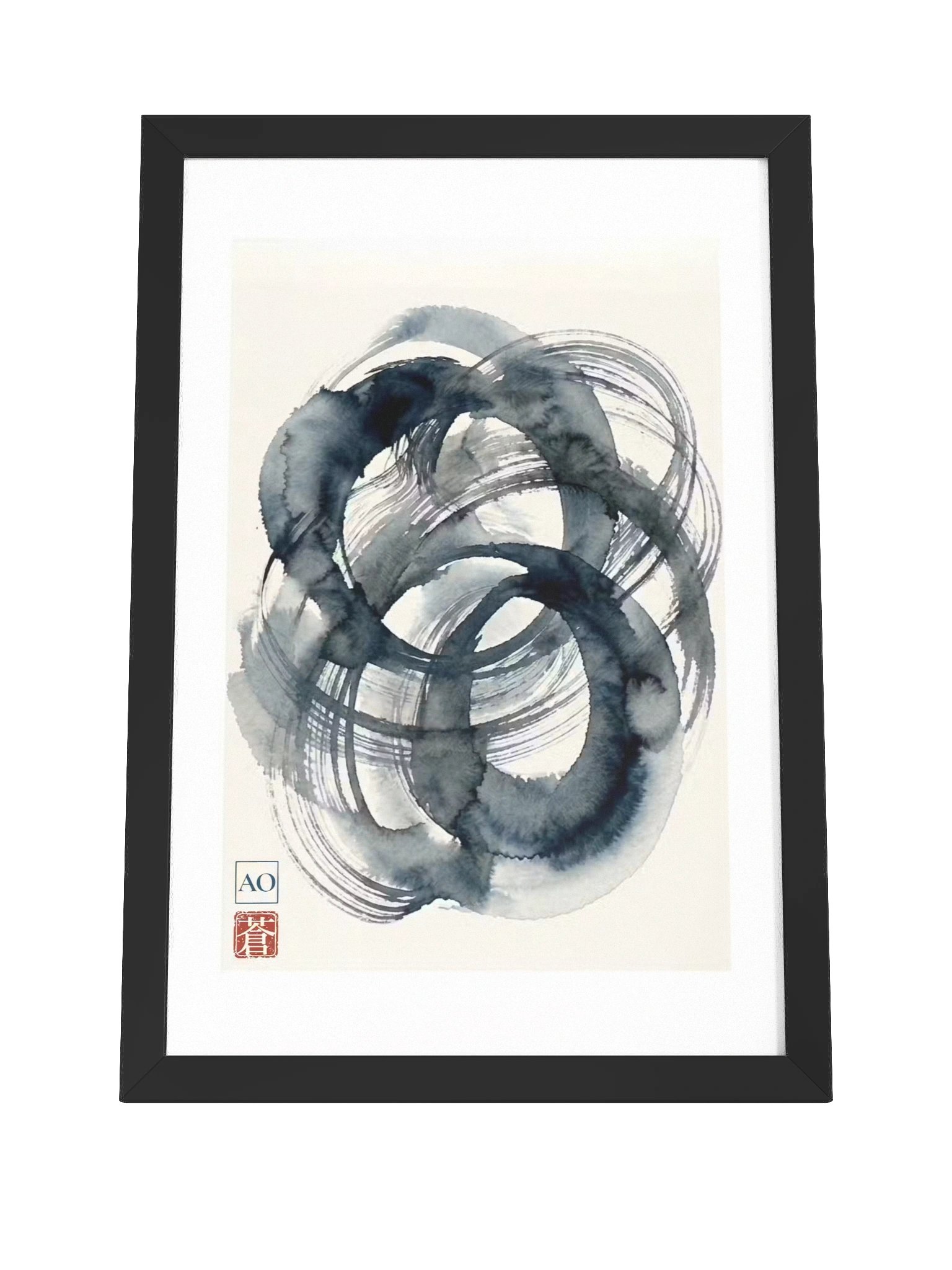 Japanese Indigo Ink Art Print | Eternal Echo No.02 | Framed Wall Art - AO Japan Blue product image (4)