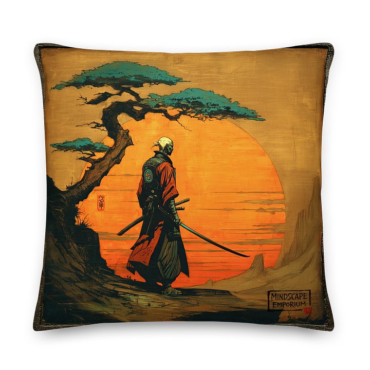 Ronin at the Ember Horizon – Samurai Sunset Cushion Cover product image (1)