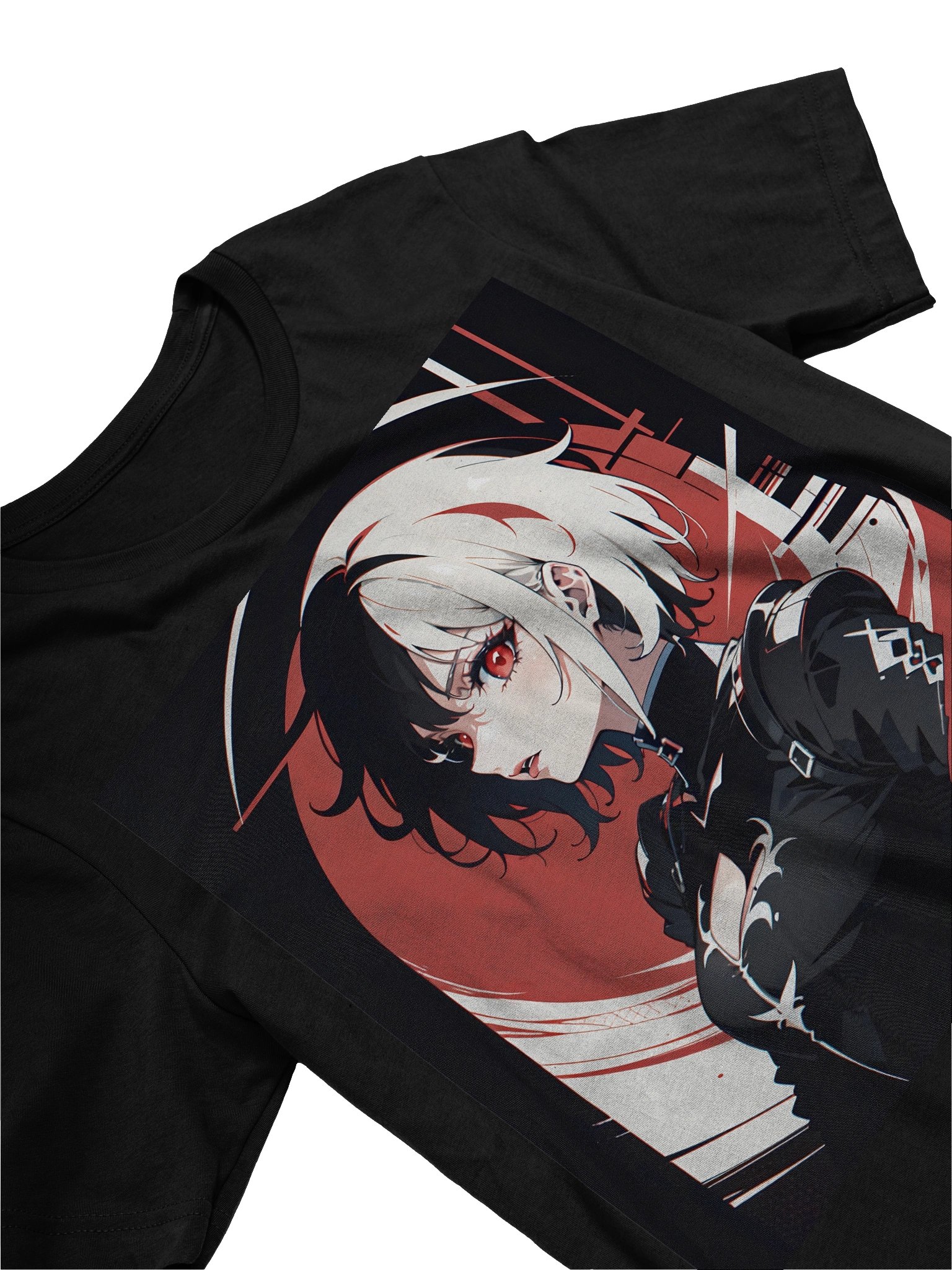 Crimson Gaze Cyberpunk Rebel Anime Graphic T-Shirt product image (6)