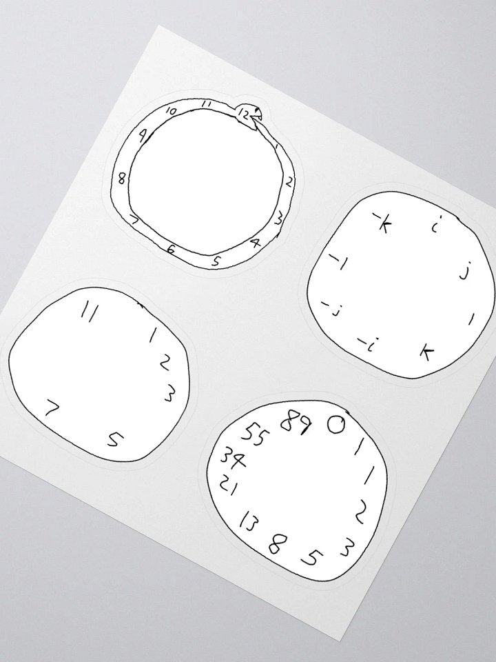 Ouroboros, Quaternion, Prime(ish), Fibonacci Clock Stickers product image (2)