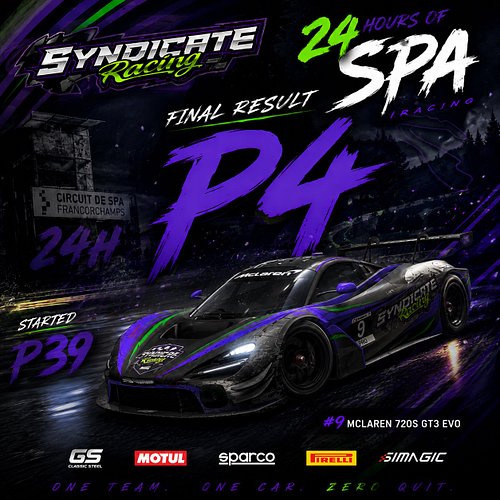 P39 ➡️ P4.

Twenty-four hours. Countless battles. Zero quit.

The #9 Syndicate Racing McLaren fought from the back of the fie...