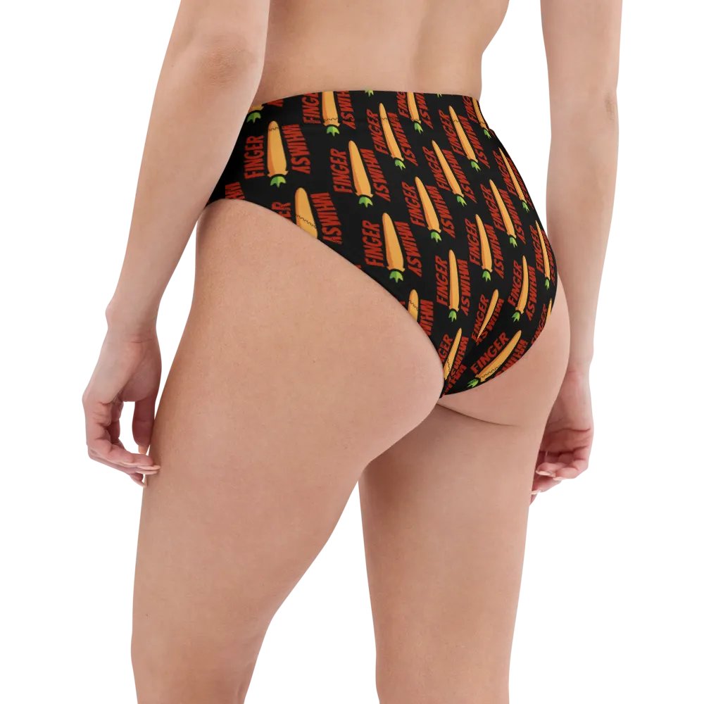 Finger Whimsy (BLK) High-Waisted Bikini Bottoms product image (3)