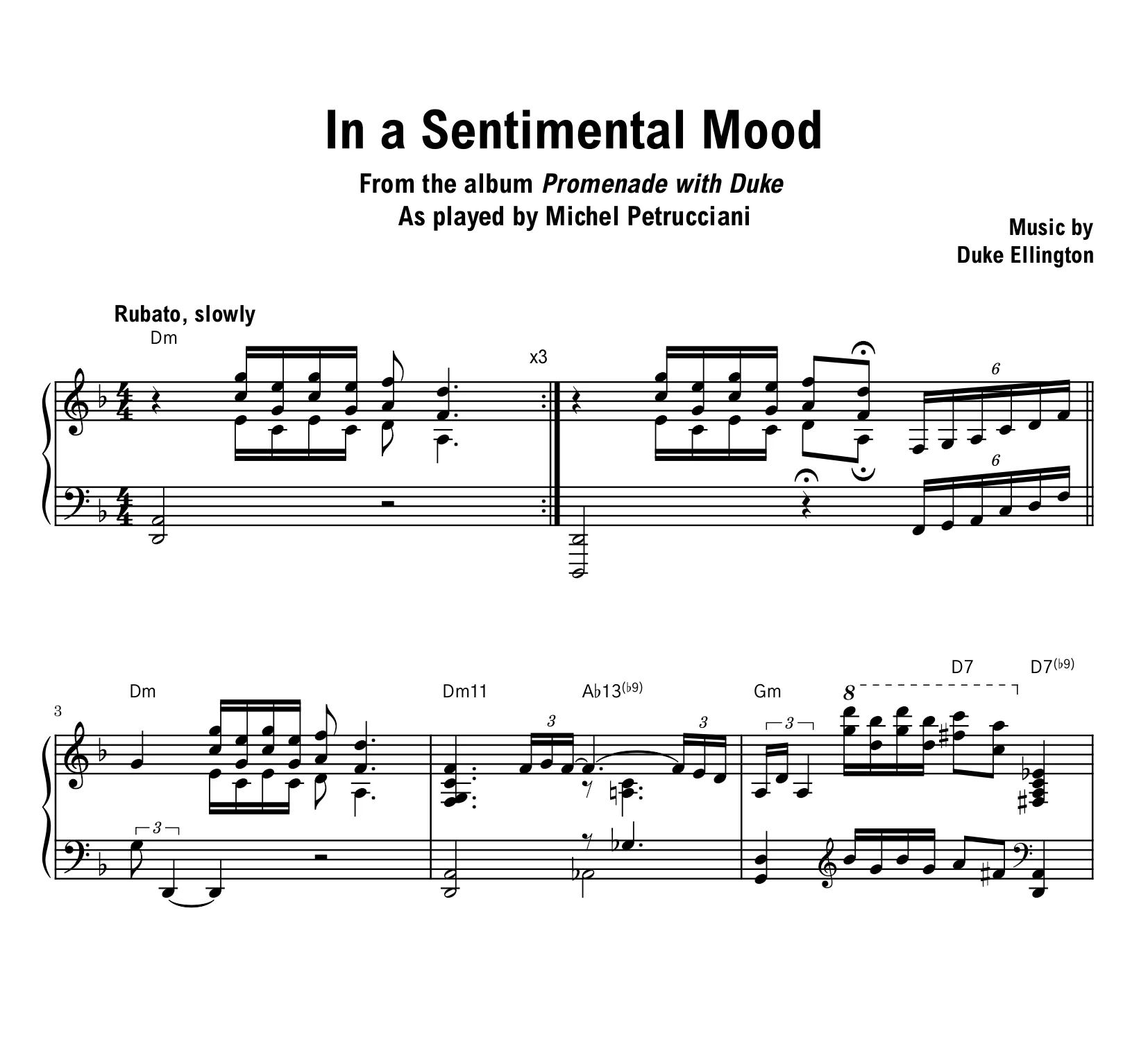 Michel Petrucciani - In a Sentimental Mood (Promenade with Duke) - Sheet music (PDF) product image (1)