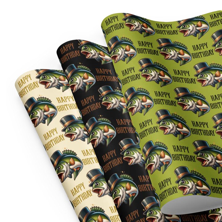 Wrapping Paper Sheets Happy Birthday With A Dapper Jumping Bass Gift Wrap Set product image (1)